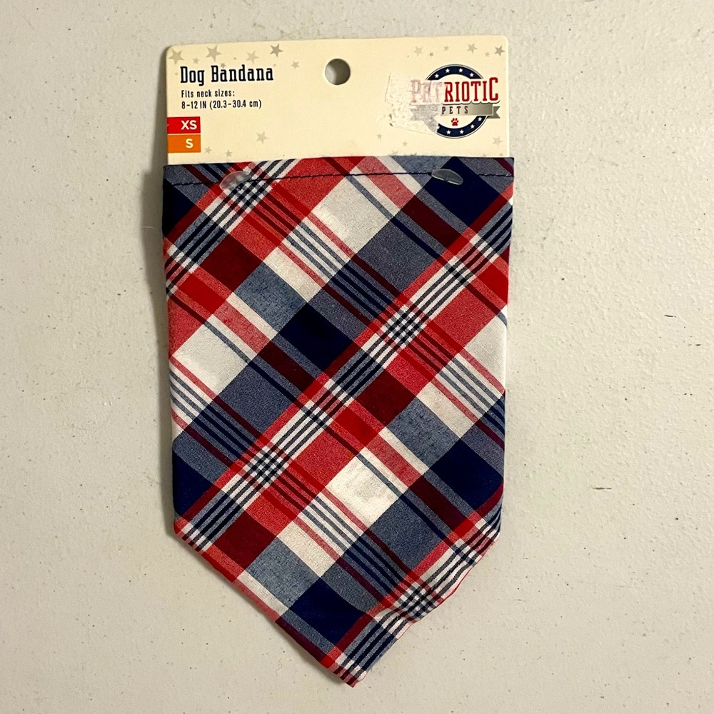 Dog Bandana: 4th of July Plaid, NWT